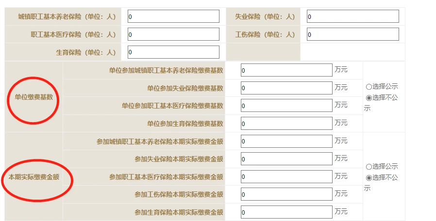 老师好，请问下工商年报里面这个单位缴费基数，每个人工资不一样，那缴费基数是要怎么填写啊？还有下面的本期实际缴费金额是指一整年单位帮员工缴纳的各项合计数吗？