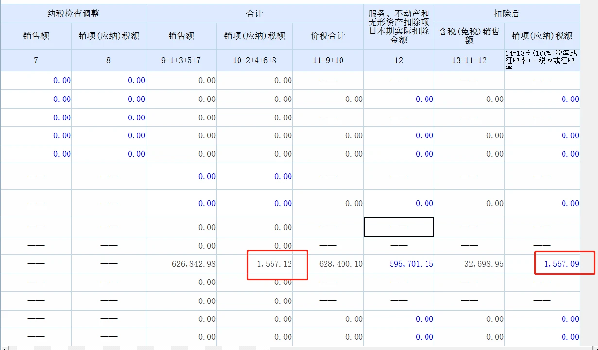 保存完表三就是去表一填写服务项目本期实际扣除金额，填写好后，系统生成的销项应纳税额和实际开票的不一致，图片我最初都发了的