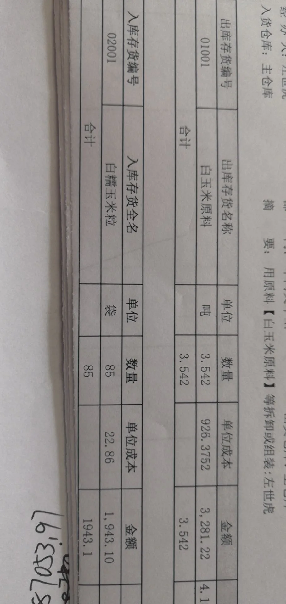 老师，我领用原材料进行加工，借：生产成本          贷：原材料   然后结转成本进入库存商品   借：库存商品        贷：生产成本 我这个单子上有两个成本金额。库存商品的成本应该是  结转过去的成本，还是入库时计算出来的成本，还是两个成本的和？