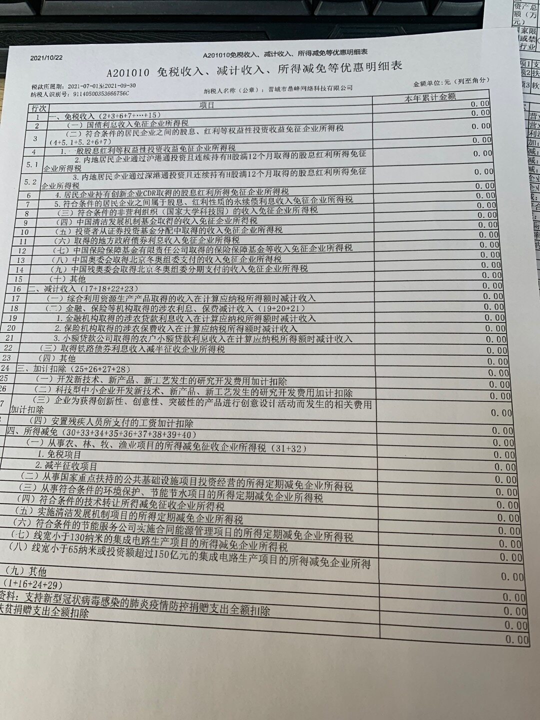 老师，你好，我们是软件企业，在2021年第三季度享受研发费用加计扣除填写了金额，为啥在明细表里没有金额，另外如果我们第三季度利润是负数的情况下，填写研发费用加计扣除金额是填写正数金额，还是负数，因为最后的实际应纳税金额是在原来的利润表金额上在加上研发费用金额了