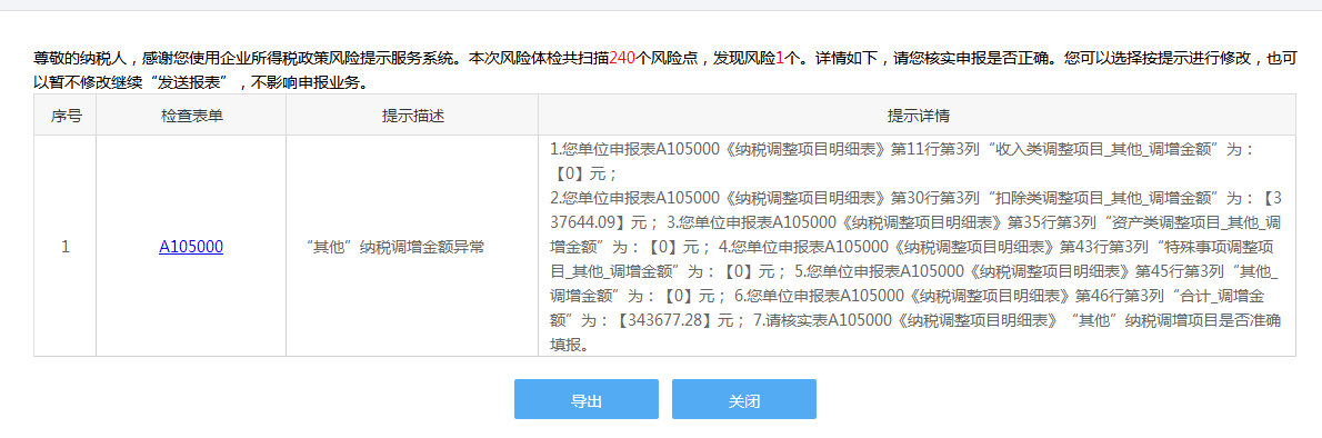  老师麻烦您帮忙看看这有没有问题，可以申报吗？在做22年的企业所得税汇算清缴，小型微利企业，运杂，交通费等有些没票的，主营成本支出没有票我现在纳税调增，金额没错，但是有风险提示有问题嘛