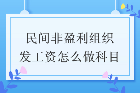 民间非盈利组织发工资怎么做科目