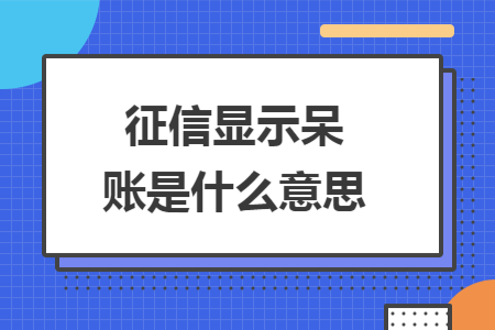 征信显示呆账是什么意思