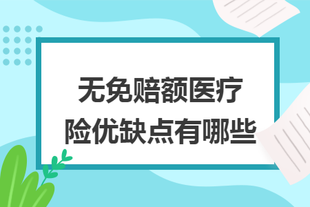 无免赔额医疗险优缺点有哪些