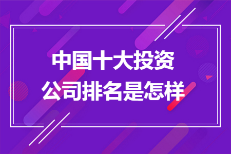 ​中国十大投资公司排名是怎样