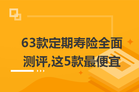 63款定期寿险全面测评,这5款最便宜